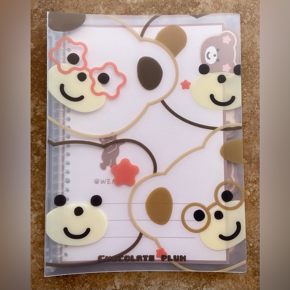 Aesthetic Bear Notebook Binder With Adjustable Spiral And Dividers (8*11 in)